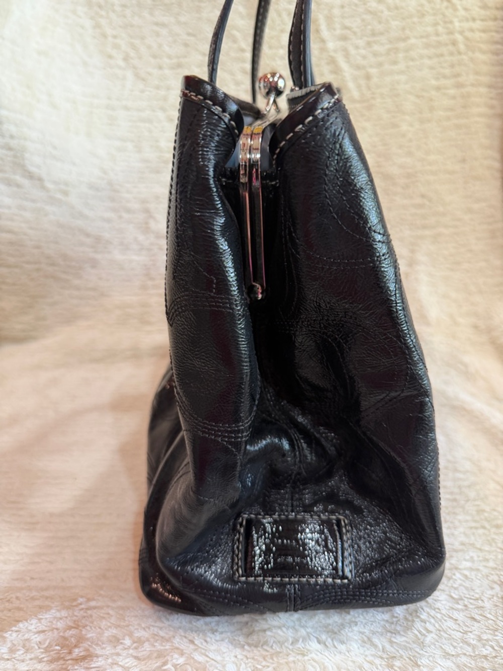 Coach Black Leather Tote with Signature Trim - Picture 7 of 10